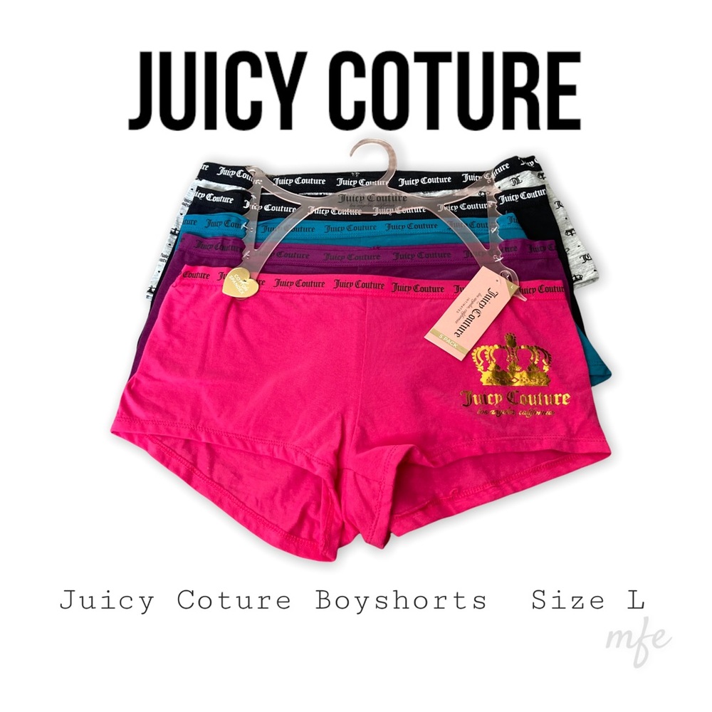 JUICY COTURE .. Underwear .. Panties .. Boyshort .. Size L .. 7 Pair .. NWT